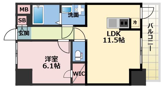 S-RESIDENCE新大阪駅前(1LDK/6階)の間取り写真