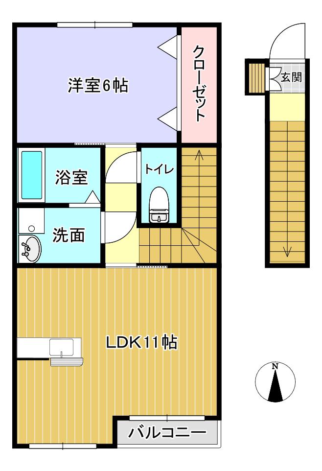 プライム高島駅前(1LDK/2階)の間取り写真
