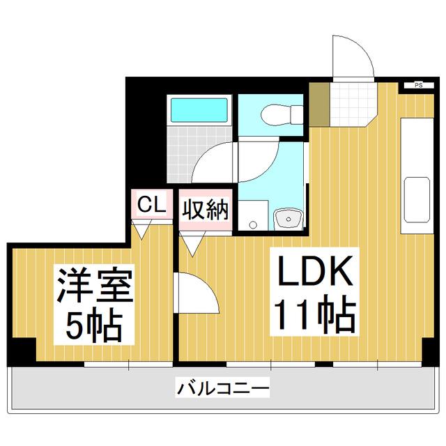 むつみの郷 塩尻(1LDK/5階)の間取り写真