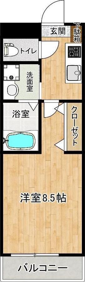 クロノス54昭和町(1K/2階)の間取り写真