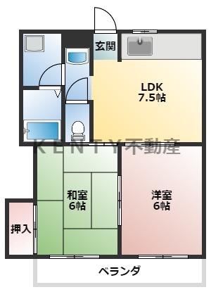 アネックス山崎(2DK/2階)の間取り写真