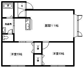 ハイツむかい(2LDK/2階)の間取り写真