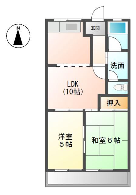メゾンブランシェヨシダB(2LDK/2階)の間取り写真