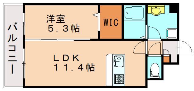 ネクステージ三萩野(1LDK/6階)の間取り写真