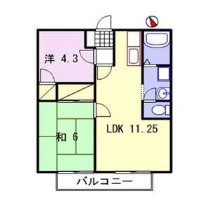 サンライフ森の西A棟(2LDK/2階)の間取り写真
