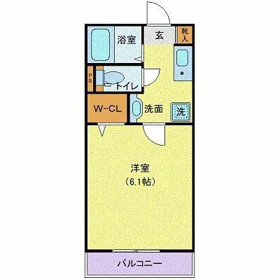 WING湘南(1K/3階)の間取り写真
