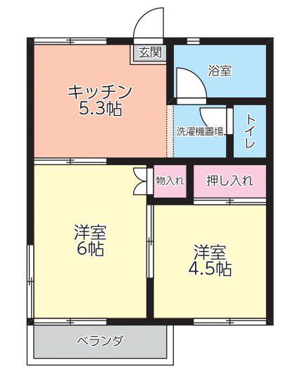 光風ハイツ(2K/2階)の間取り写真