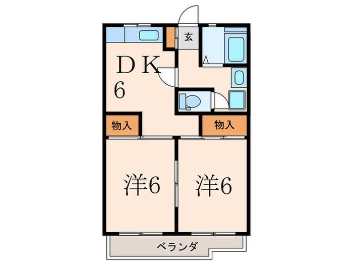 二子玉川ハイツ(2DK/3階)の間取り写真