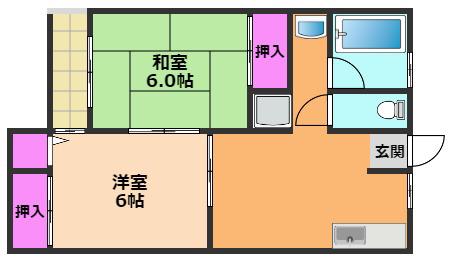 三和マンション(2DK/3階)の間取り写真