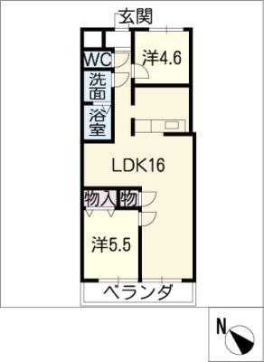 ベルハイム前山(2LDK/1階)の間取り写真