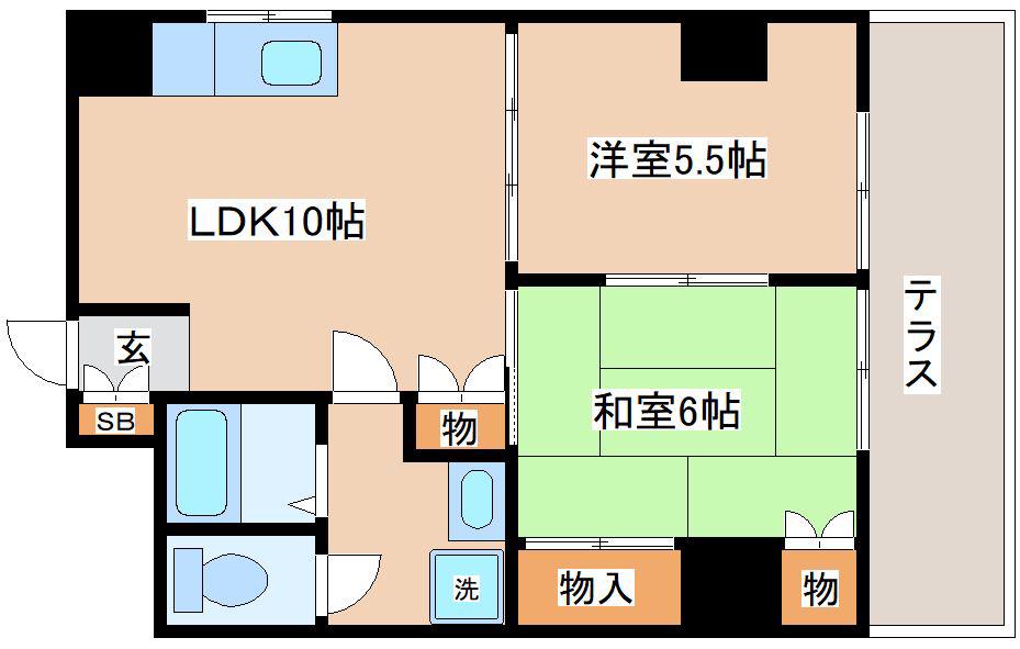 蓬莱ビル(2LDK/1階)の間取り写真