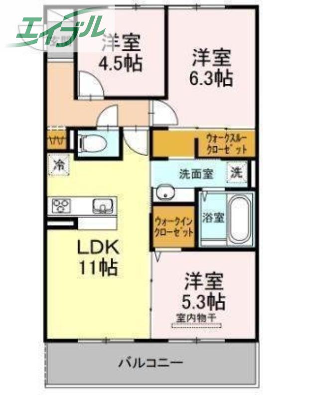 BONHEURAVOUS(3LDK/3階)の間取り写真