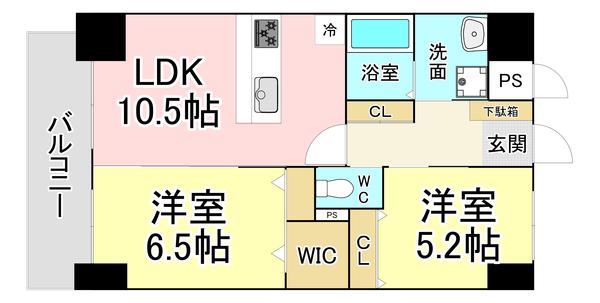 ERUZA GRANZ戸畑千防(2LDK/5階)の間取り写真
