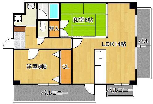 フォレストヴィラ別所町(2LDK/2階)の間取り写真