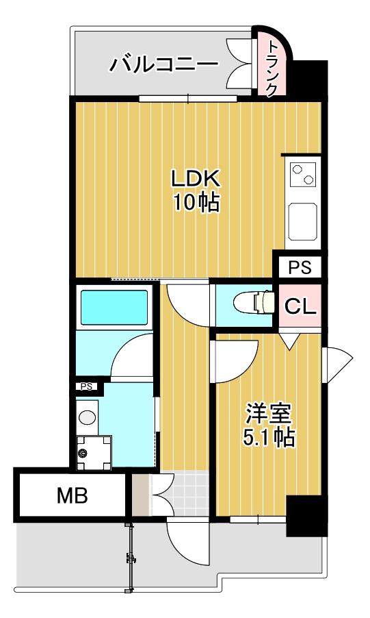 ふぁみゆ日本橋II(1LDK/10階)の間取り写真