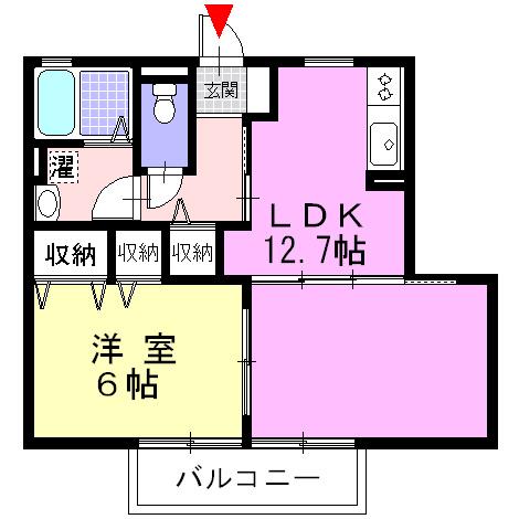 シャン・ド・フルール(1LDK/2階)の間取り写真
