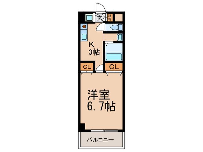 プリムコート深江橋(1K/3階)の間取り写真