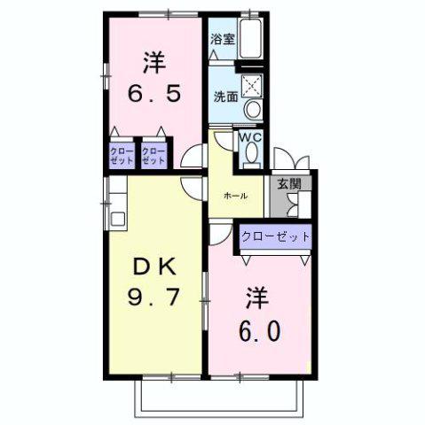 水木コーポIII(2DK/2階)の間取り写真