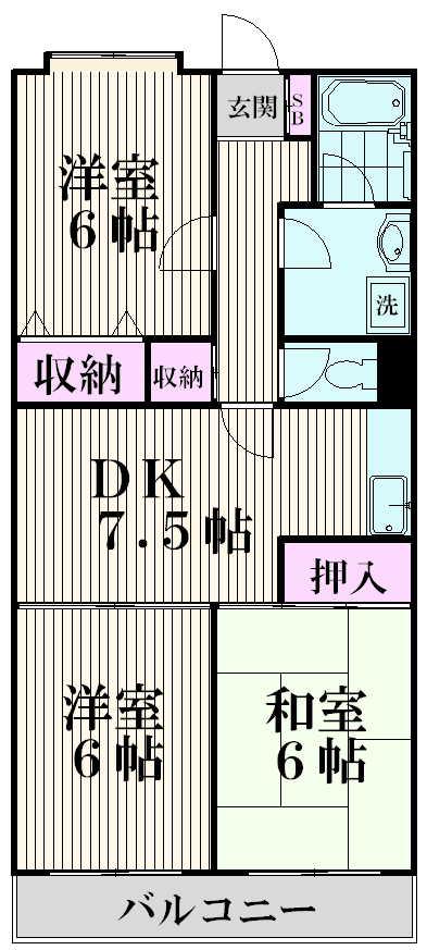 ロイヤルメゾン雪が谷(3DK/5階)の間取り写真