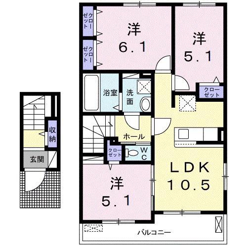 パルグランデII(3LDK/2階)の間取り写真