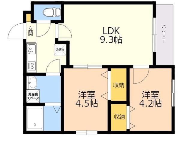 MAISON DE ROKU(2LDK/3階)の間取り写真