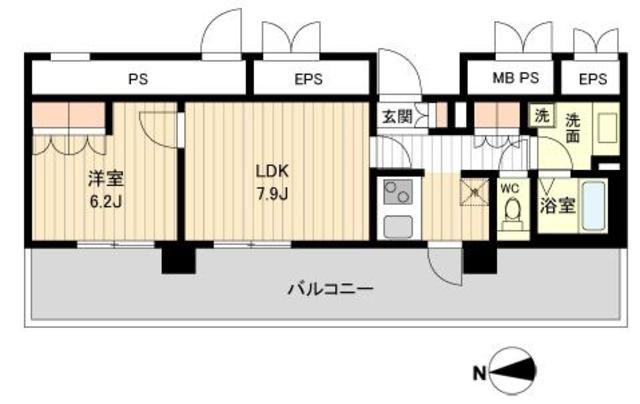 ラクアスレジデンス東新宿(1LDK/9階)の間取り写真
