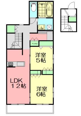 CASA COSMO II(2LDK/2階)の間取り写真