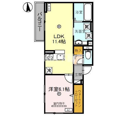D-ROOM文の里(1LDK/3階)の間取り写真
