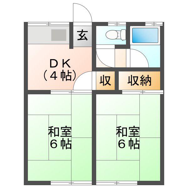 ひばりハイツ(2K/1階)の間取り写真