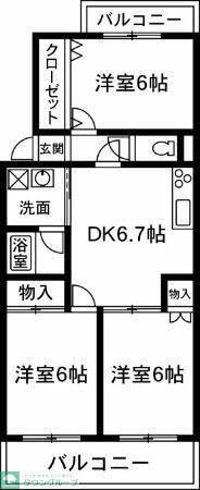 メゾン・デ・マグノーリア(3DK/3階)の間取り写真