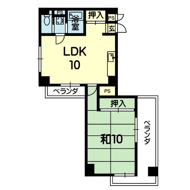 池田第二ビル(1LDK/4階)の間取り写真