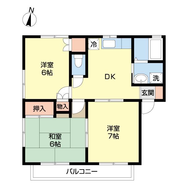 ヒルズYAMASHITAII(3DK/1階)の間取り写真