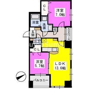ベイシック薬院(2LDK/7階)の間取り写真