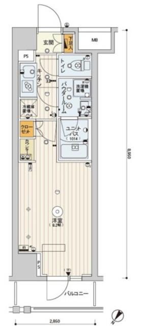スカイコートヒルズ北新宿(1K/3階)の間取り写真