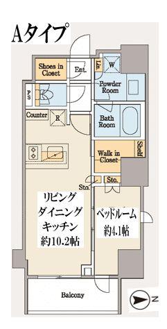 クレストコート木場(1LDK/12階)の間取り写真