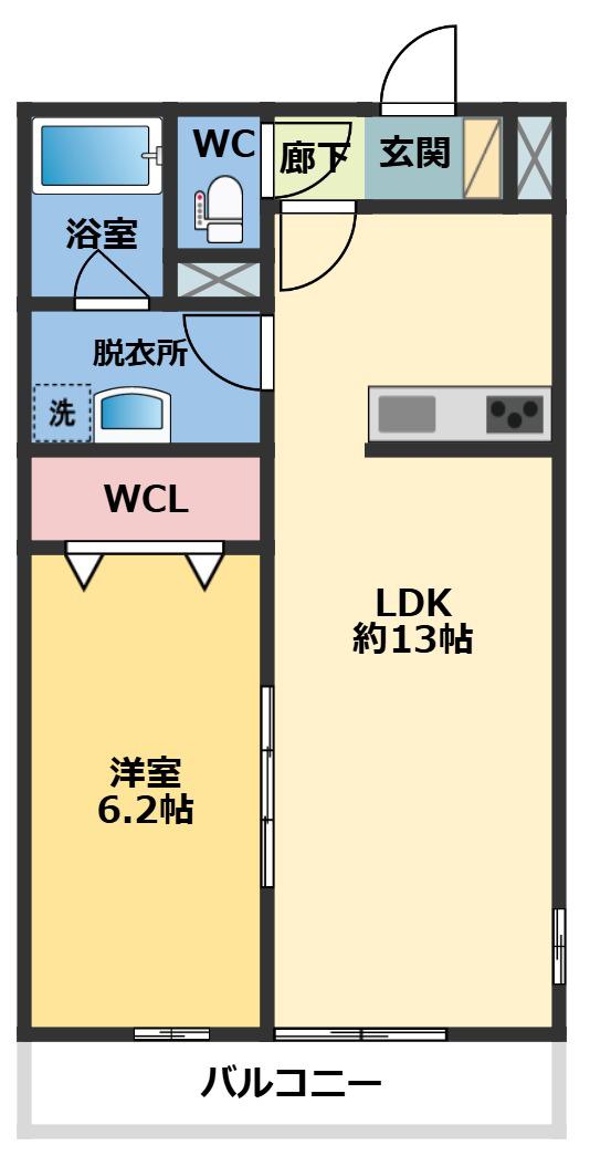 ひまわりガーデン八千代(1LDK/1階)の間取り写真