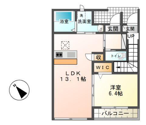 テンダー(1LDK/1階)の間取り写真