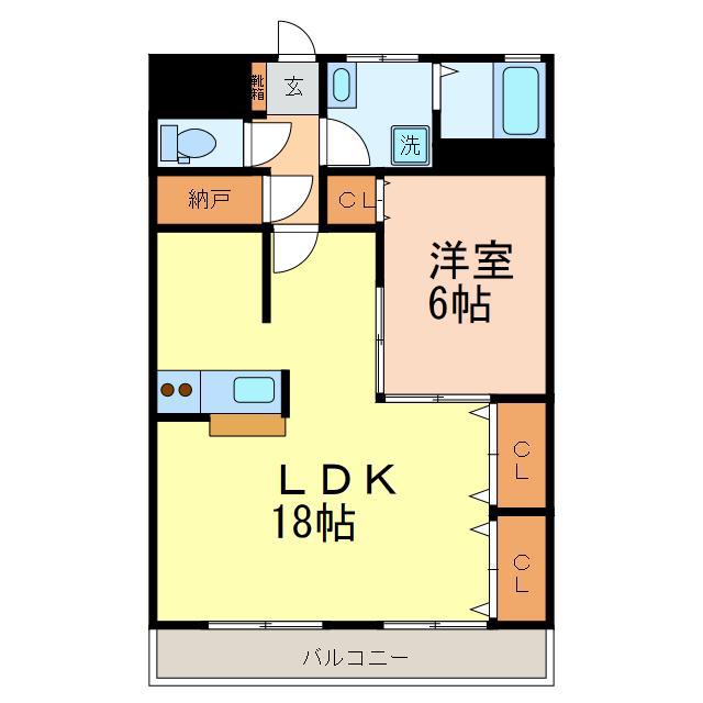 えだのマンション(1LDK/4階)の間取り写真