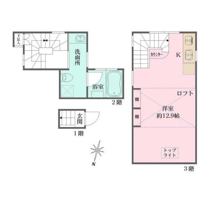 グランエッグス新宿中井(ワンルーム/1階)の間取り写真