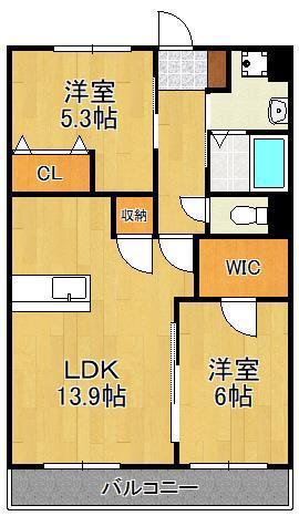 ウィッチ ヘーゼル(2LDK/2階)の間取り写真