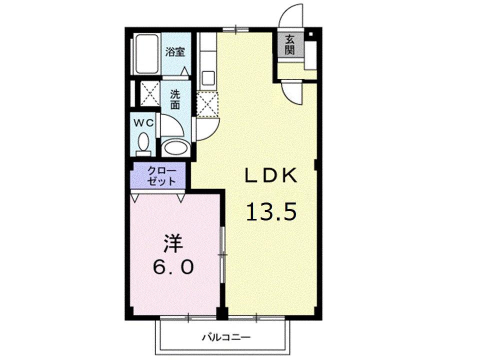 パークシティ坂入(1LDK/2階)の間取り写真