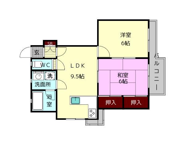 ラ・フォーレ生駒(2LDK/4階)の間取り写真