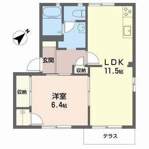 フォーレス沢野南A棟(1LDK/1階)の間取り写真