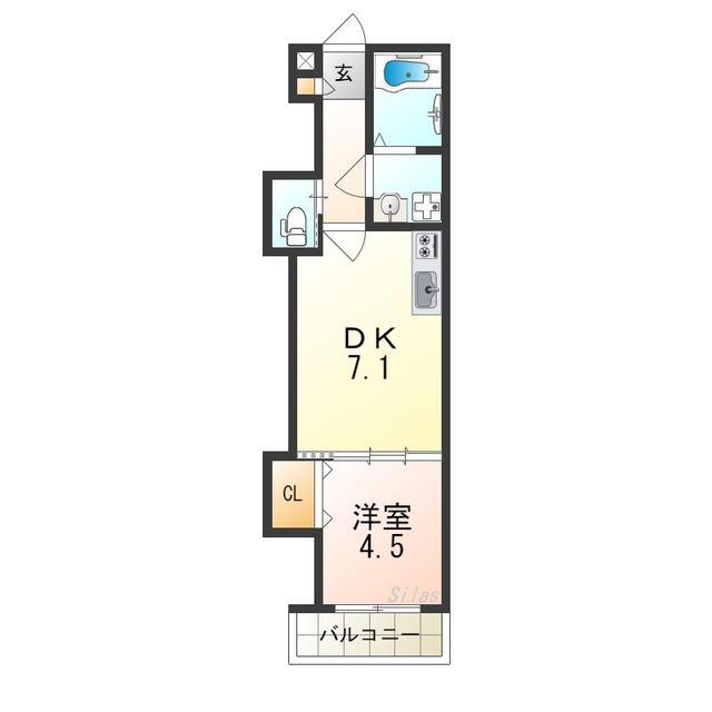 TKアンバーコート浜寺(1DK/3階)の間取り写真