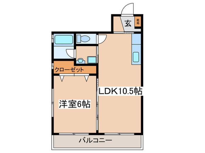 勝田ビル(1LDK/2階)の間取り写真