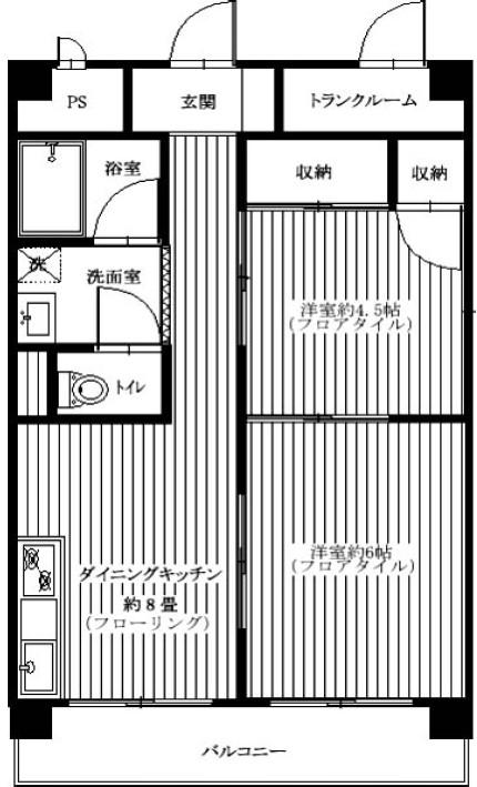 向島西田コーポ(2DK/3階)の間取り写真
