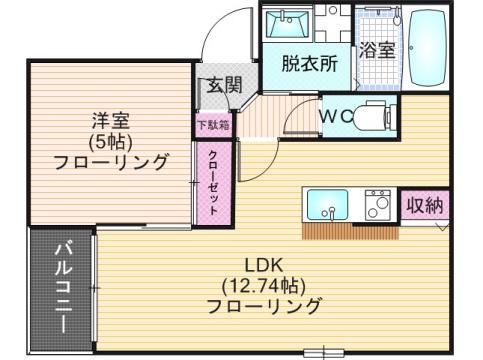 レガレスト平尾(1LDK/3階)の間取り写真