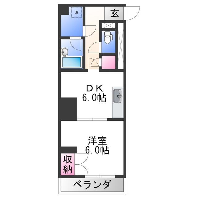 フューチャー本町(1DK/5階)の間取り写真