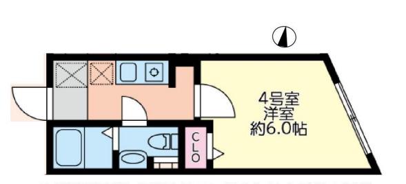 ミレドゥーエ西小山(1K/2階)の間取り写真