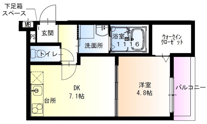 フジパレス夙川香櫨園ノース(1DK/3階)の間取り写真